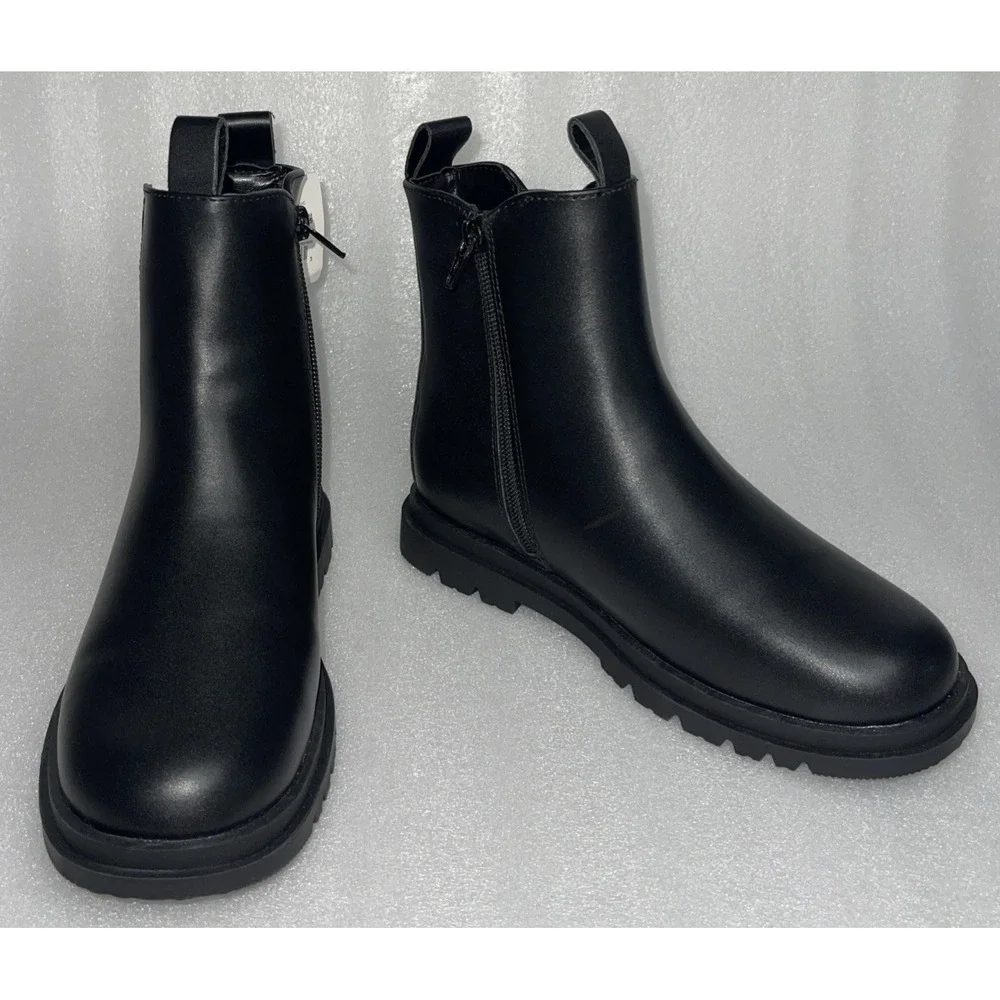 Thereabouts Willow Black Flat Heel Boots ‎ with Side Zipper Big Girls Size 4 NEW